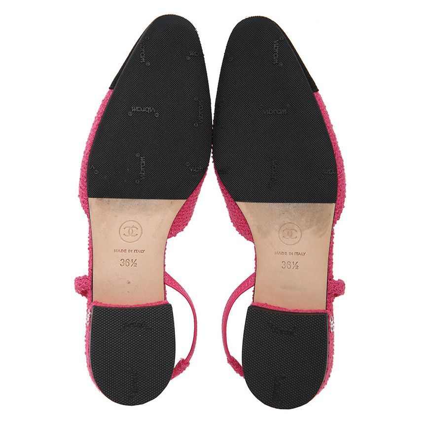 CHANEL Tweed Slingback Low Heel Sandals G31319 [] - Image 10